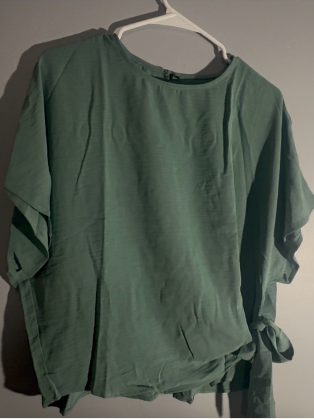 Relaxed Green Tie-Side Women's Top